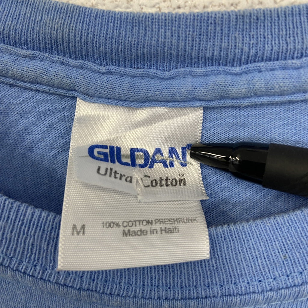 GILDAN ギルダン　半袖プリントデザインTシャツ　フロリダ　クルーネック　レトロ　青　ブルー　Mサイズ　古着