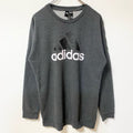 adidas　アディダス　スウェット/トレーナー　パフォーマンスロゴ　デカロゴ　クルーネック　灰色　ダークグレー　Sサイズ　古着