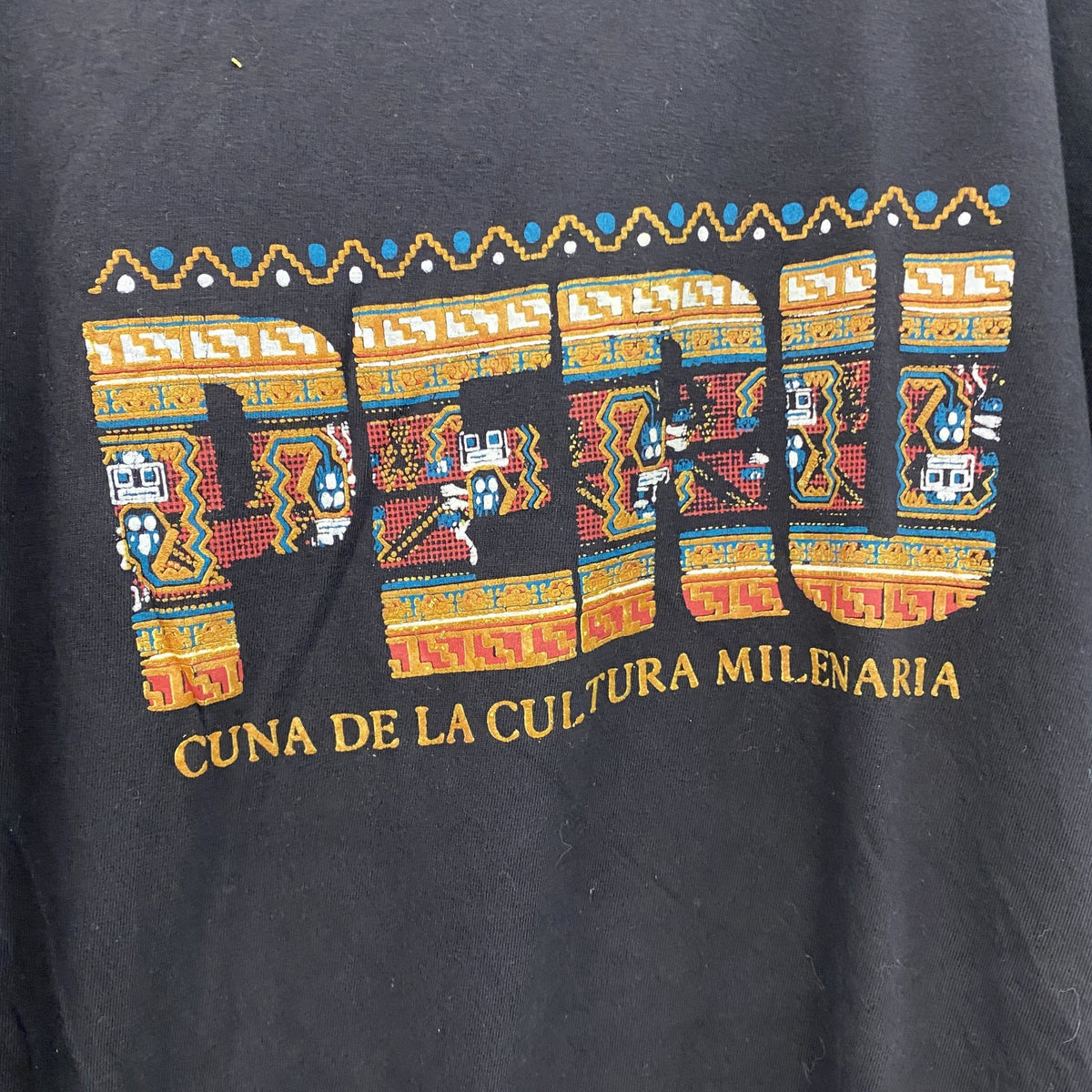MiLKO’S　半袖プリントスーベニアTシャツ　ノルディック柄　クルーネック　黒　ブラック　Lサイズ カットソー メンズ コットン 古着