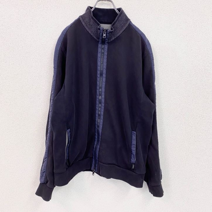 HUGO BOSS　ヒューゴボス　フルジップスウェットブルゾン　バイカラー　黒　紺　ブラック　ネイビー　古着