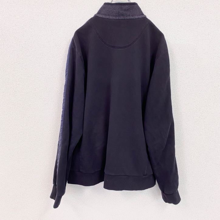 HUGO BOSS　ヒューゴボス　フルジップスウェットブルゾン　バイカラー　黒　紺　ブラック　ネイビー　古着