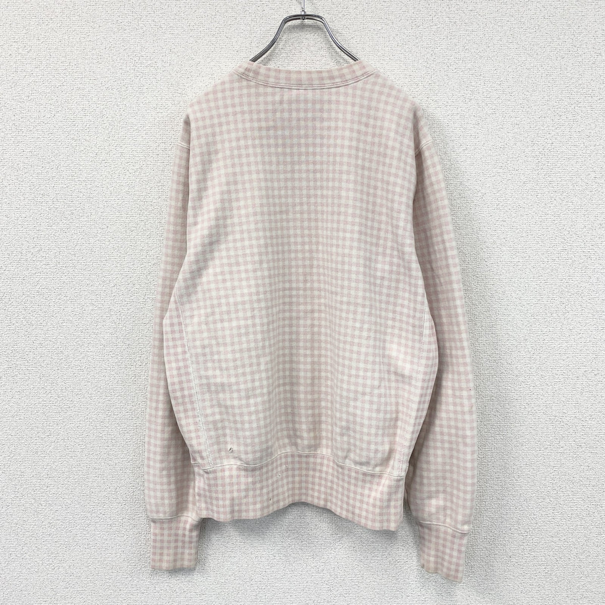 Champion　チャンピオン　リバースウィーブ　スウェット/トレーナー　ギンガムチェック　刺繍ロゴ　ピンク　Mサイズ　古着