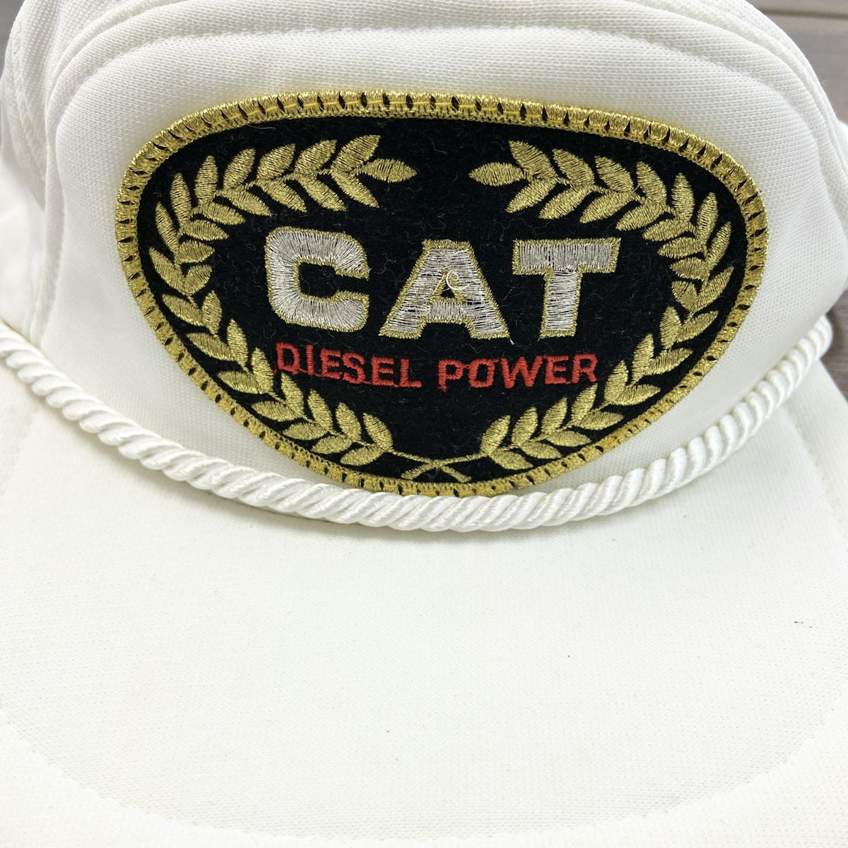6パネルキャップ　CAT DIESEL POWER　ロープ　白　ホワイト　古着
