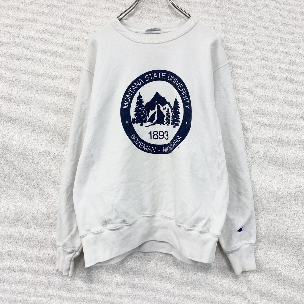 Champion　チャンピオン　リバースウィーブ　スウェット/トレーナー　カレッジプリント　現行　白　ホワイト　Mサイズ　古着