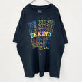 DOM　半袖デザインプリントTシャツ　ビッグT　BEKIND　カラフル　クルーネック　カジュアル　黒　ブラック　3XLサイズ　古着
