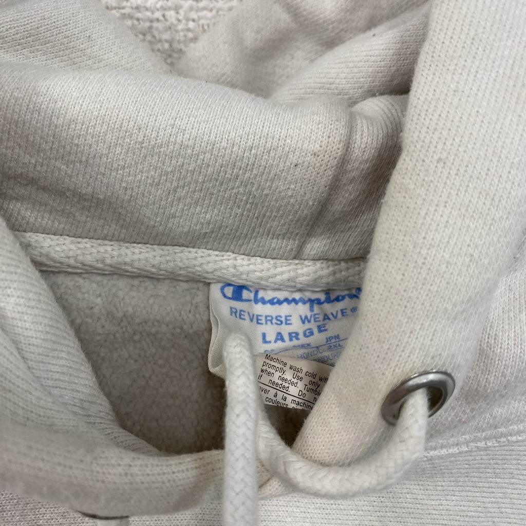 Champion　チャンピオン　リバースウィーブ　スウェットパーカー/フーディー　刺繍ロゴ　ワンポイント　現行　白　ホワイト　Lサイズ トレーナー スウェットトップス フード付き 古着