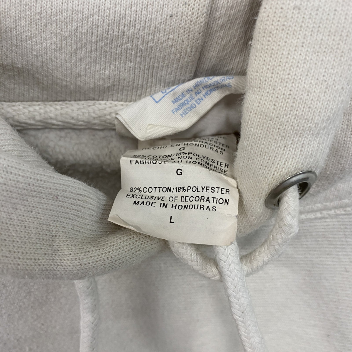 Champion　チャンピオン　リバースウィーブ　スウェットパーカー/フーディー　刺繍ロゴ　ワンポイント　現行　白　ホワイト　Lサイズ トレーナー スウェットトップス フード付き 古着
