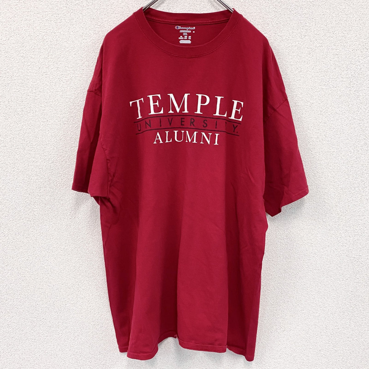 champion　チャンピオン　半袖プリントTシャツ　3連プリント　赤　レッド　２XLサイズ　古着