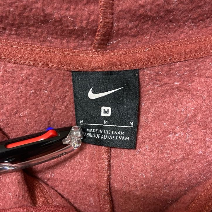 NIKE ナイキ　長袖フルジップフリースパーカー　フリースジャケット　ワンポイントロゴ刺繍　霜降り　Mサイズ　古着