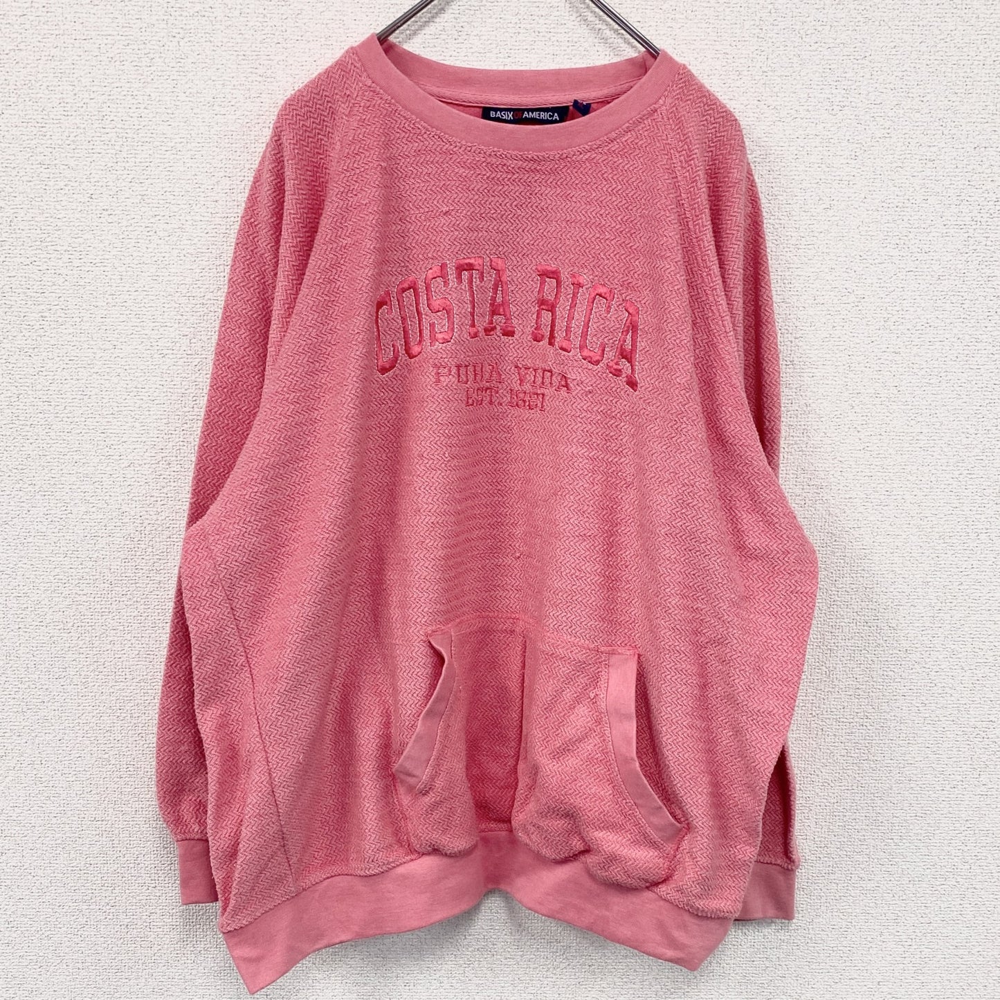BASIX OF AMERICA　COSTA RICA　スウェット/トレーナー　ラグランスリーブ　ピンク　XLサイズ
