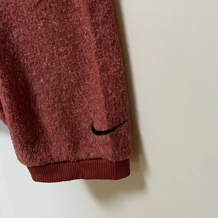 NIKE ナイキ　長袖フルジップフリースパーカー　フリースジャケット　ワンポイントロゴ刺繍　霜降り　Mサイズ　古着