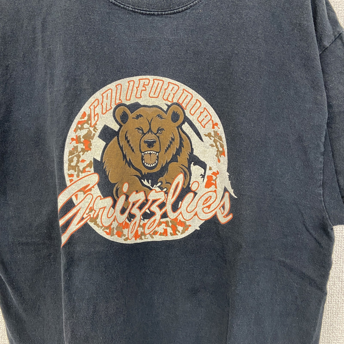 PORT＆COMPANY　半袖デザインプリントTシャツ　ビッグT　熊　クルーネック　カジュアル　黒　ブラック　Lサイズ　古着