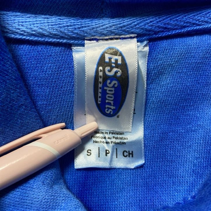 ESsports　長袖プリントタイダイ柄パーカー　STAGS　デマッサカトリック高校　鹿　青　ブルー　Sサイズ　古着