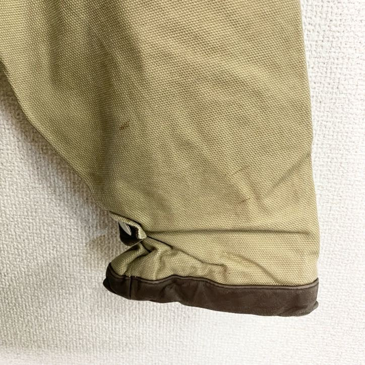 ～90s　ハンティングジャケット　ダックジャケット　レザーカラー　ヴィンテージ　ベージュ　Lサイズ　古着