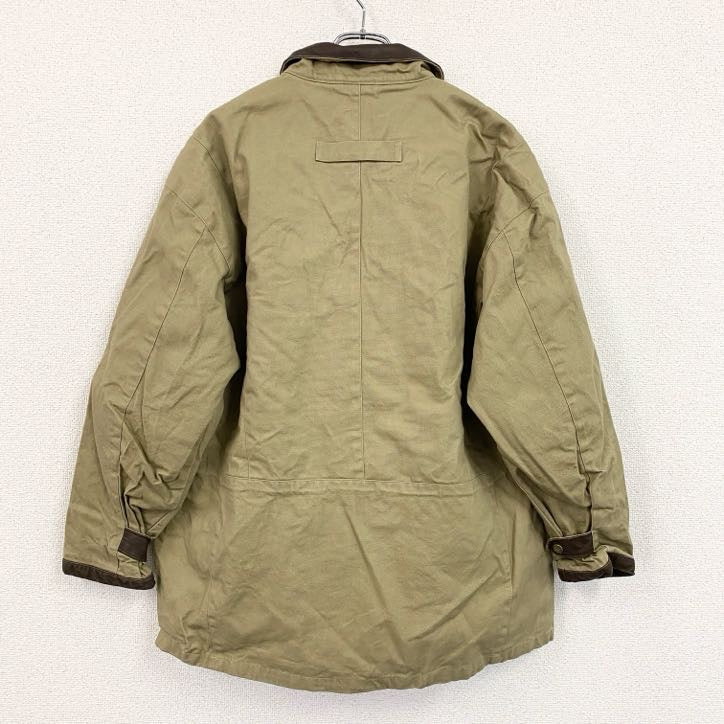 ～90s　ハンティングジャケット　ダックジャケット　レザーカラー　ヴィンテージ　ベージュ　Lサイズ　古着