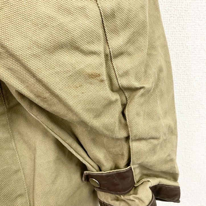 ～90s　ハンティングジャケット　ダックジャケット　レザーカラー　ヴィンテージ　ベージュ　Lサイズ　古着