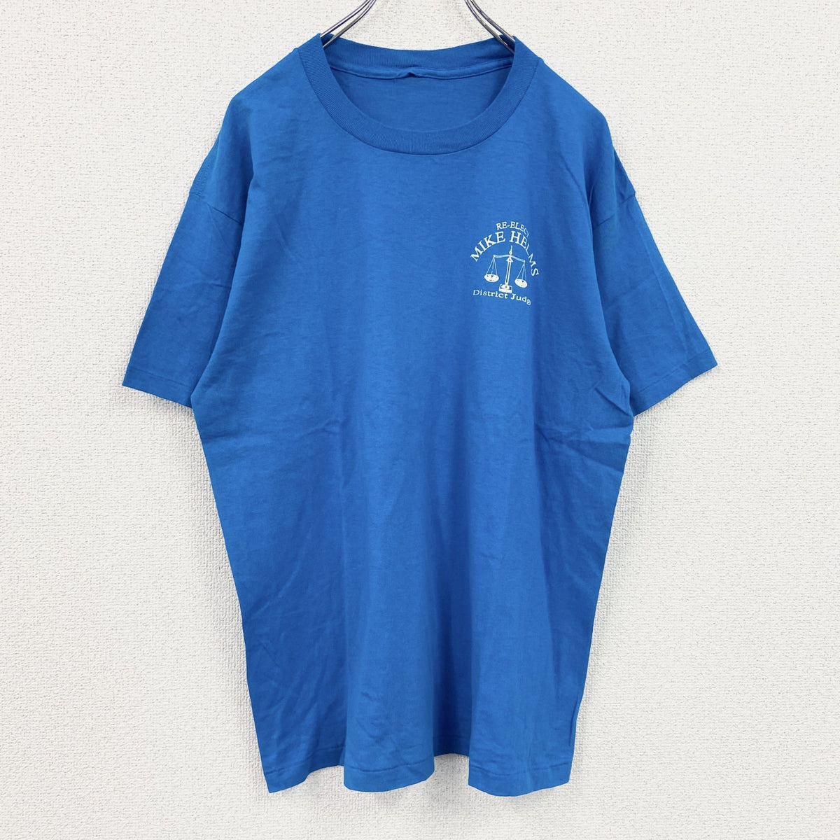 80s～　半袖プリントTシャツ　ヴィンテージ　シングルステッチ　青　ブルー　古着
