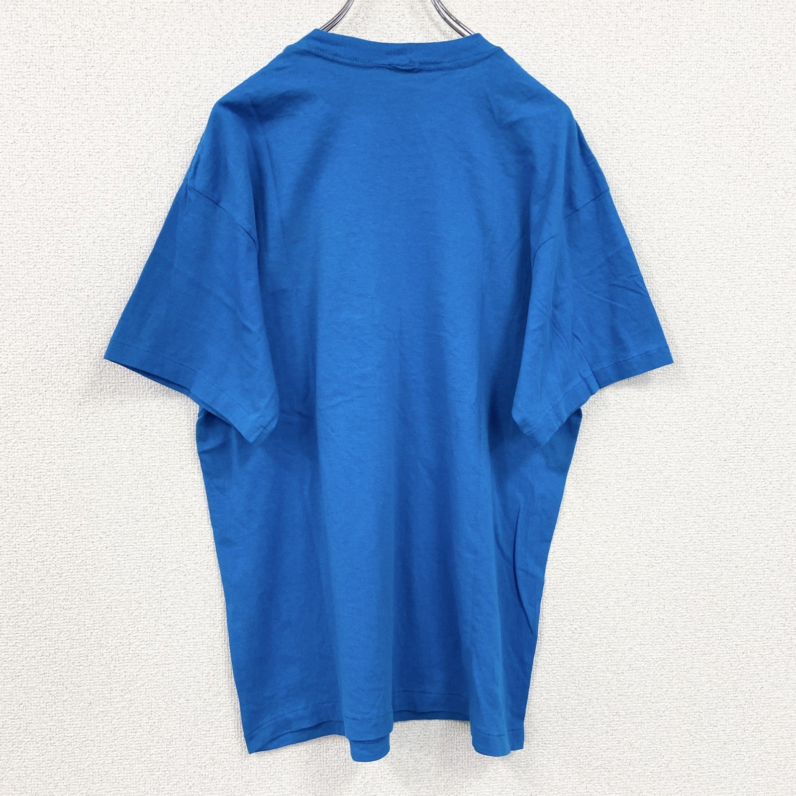 80s～　半袖プリントTシャツ　ヴィンテージ　シングルステッチ　青　ブルー　古着