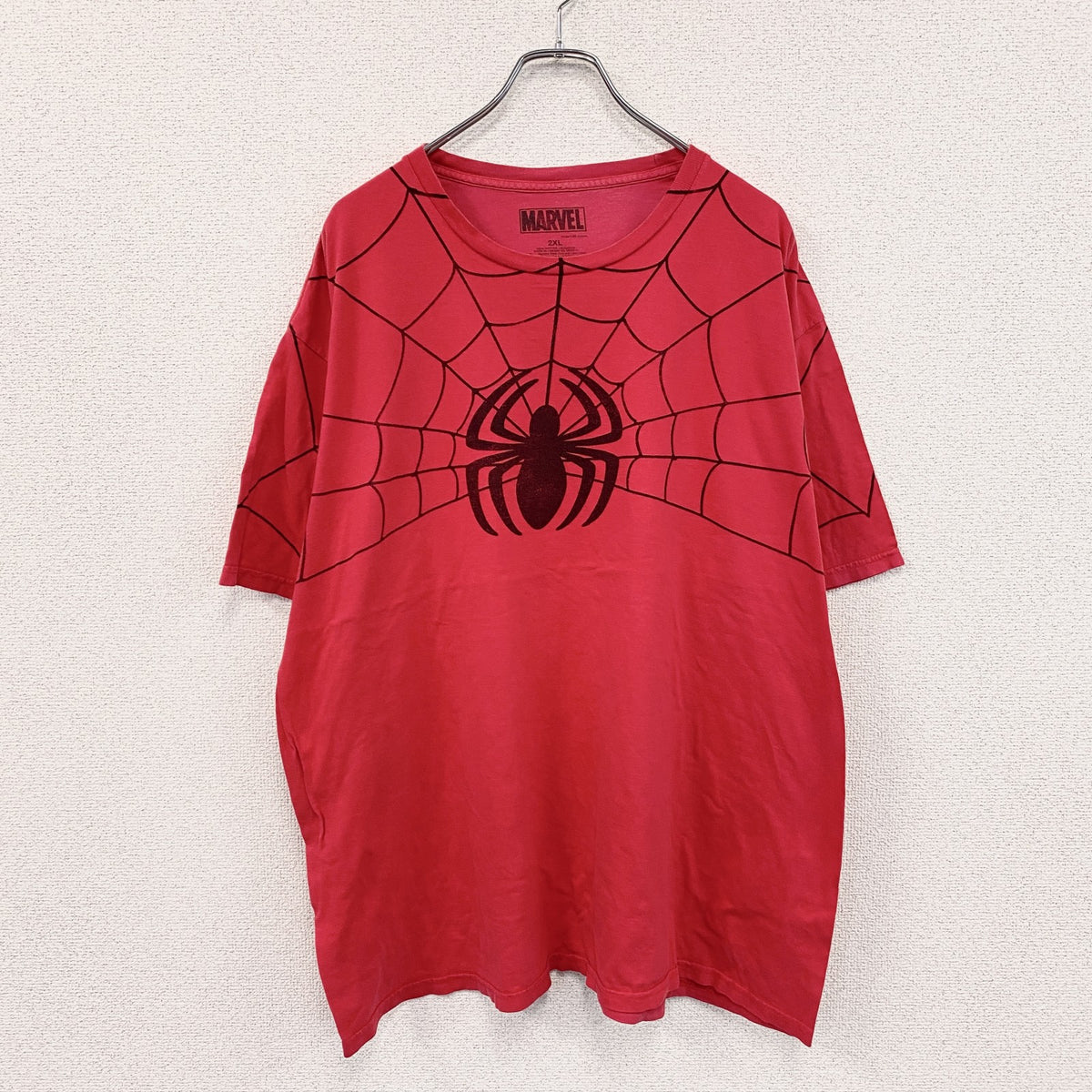 MARVEL　マーベル　スパイダーマン　半袖プリントTシャツ　赤　レッド　2XLサイズ　古着