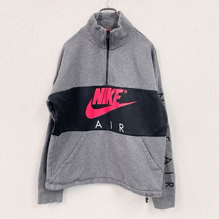 NIKE　ナイキ　ハーフジッププルオーバースウェット/トレーナー　バイカラー　灰色　グレー　Lサイズ