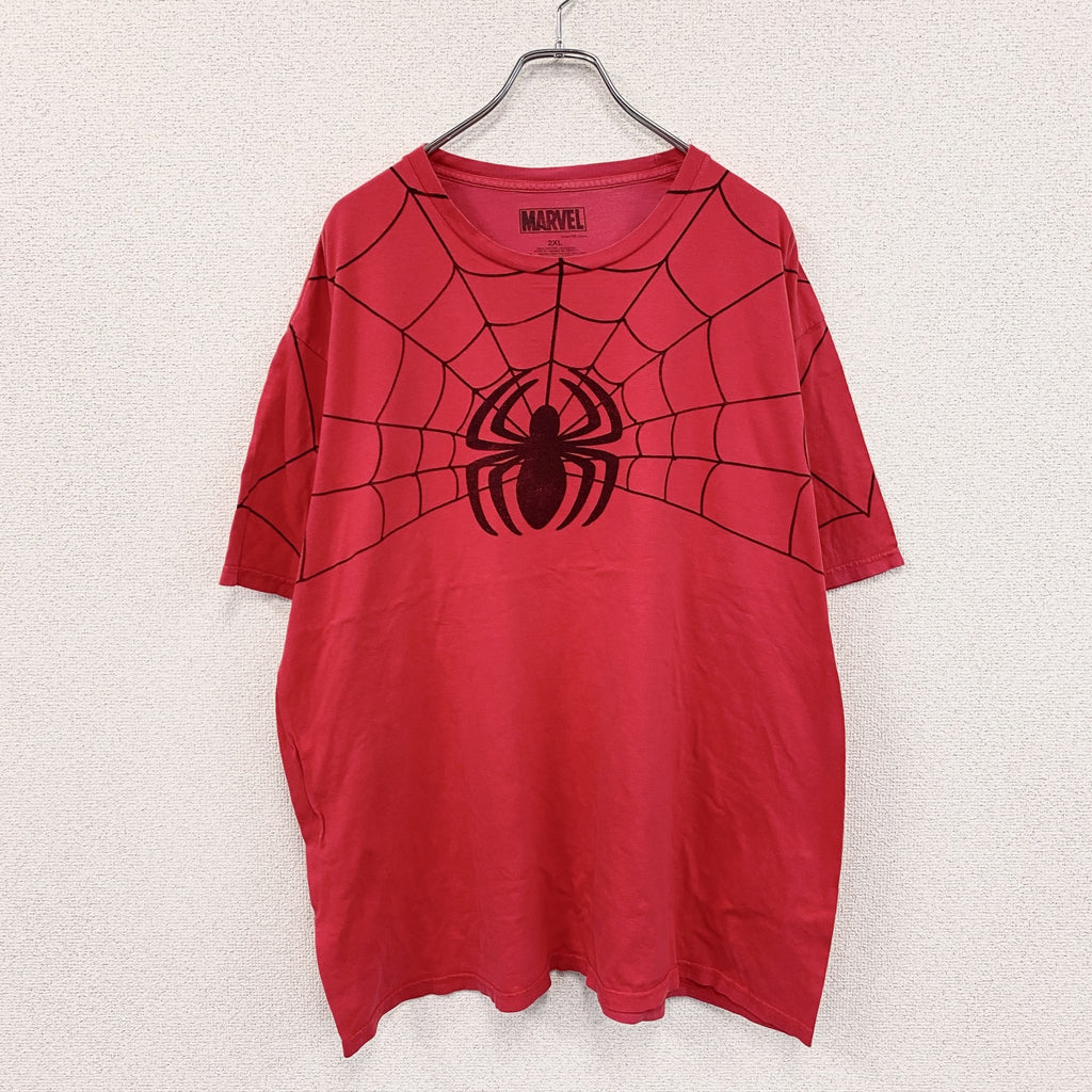 MARVEL　マーベル　スパイダーマン　半袖プリントTシャツ　赤　レッド　2XLサイズ　古着