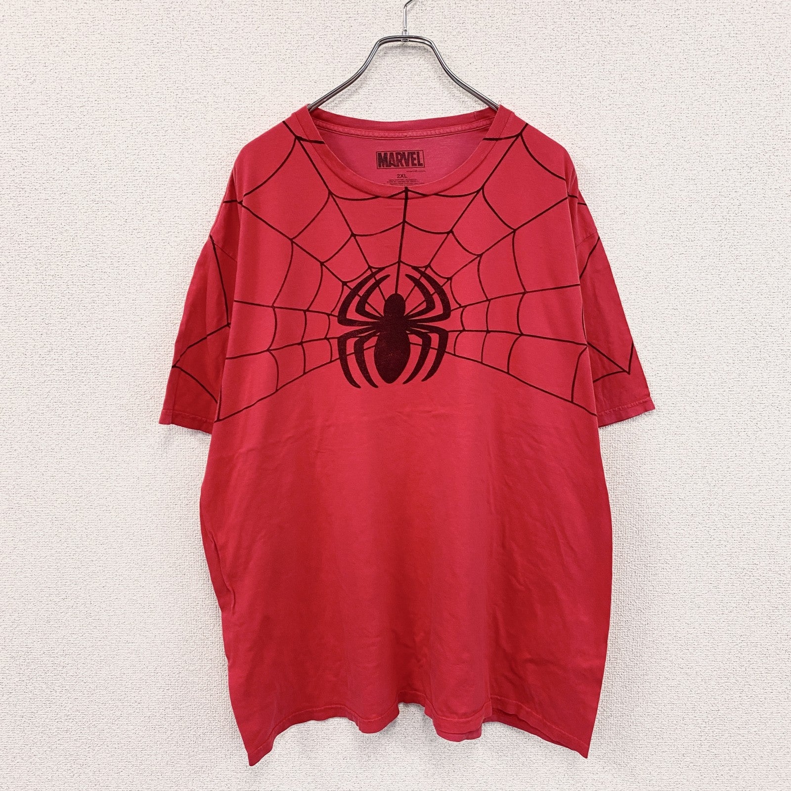 MARVEL　マーベル　スパイダーマン　半袖プリントTシャツ　赤　レッド　2XLサイズ　古着