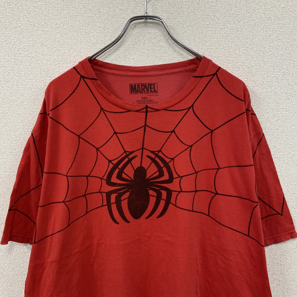 MARVEL　マーベル　スパイダーマン　半袖プリントTシャツ　赤　レッド　2XLサイズ　古着
