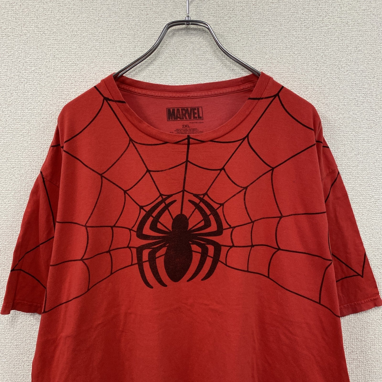 MARVEL　マーベル　スパイダーマン　半袖プリントTシャツ　赤　レッド　2XLサイズ　古着