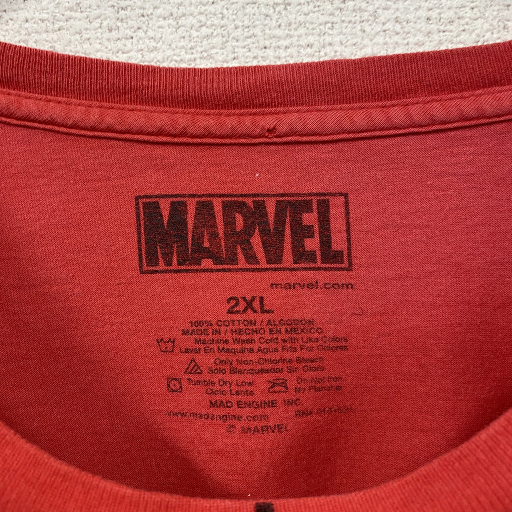 MARVEL　マーベル　スパイダーマン　半袖プリントTシャツ　赤　レッド　2XLサイズ　古着