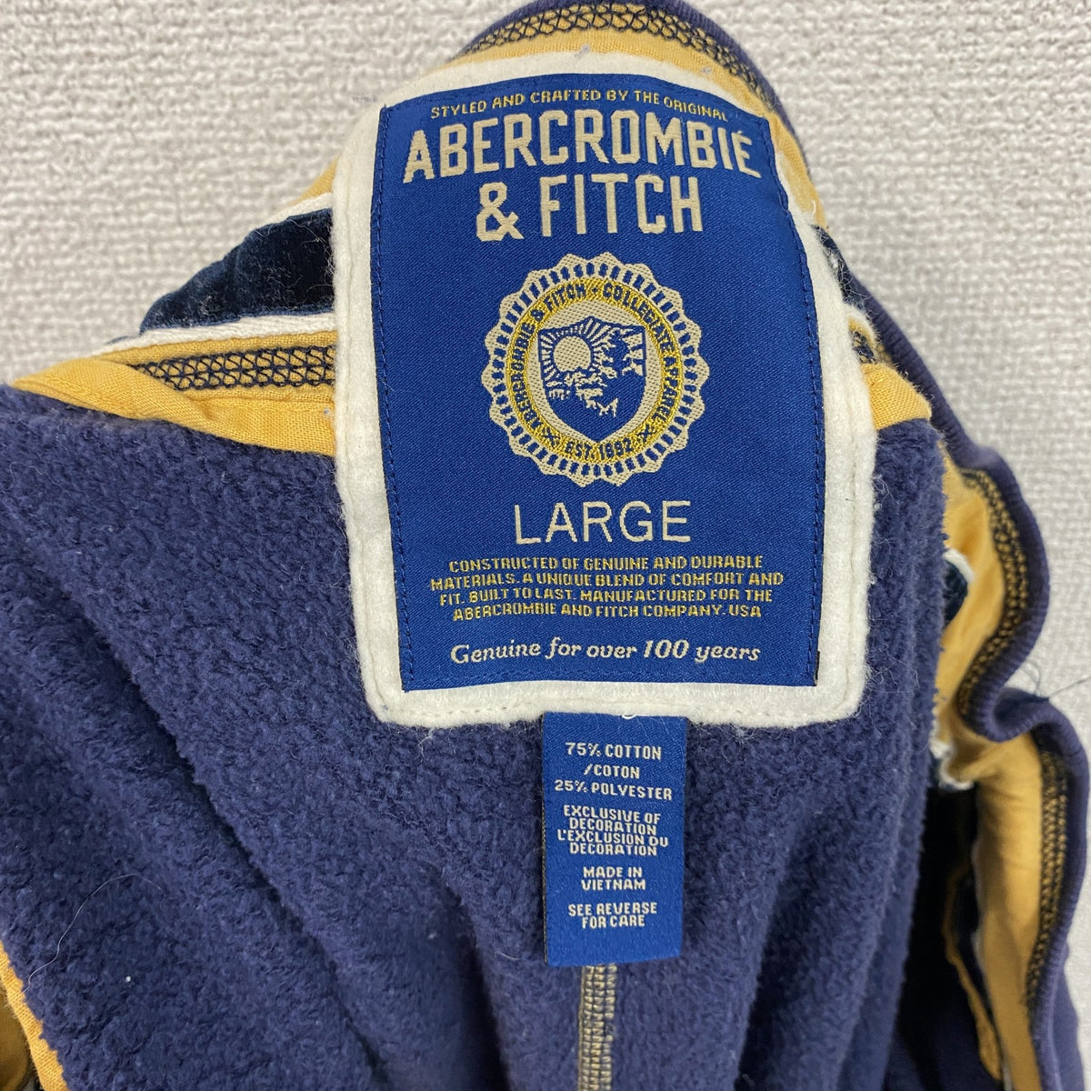 00s　Abercrombie&Fitch　アバクロンビー&フィッッチ　トラックパンツ/ジャージパンツ　裏ボア　紺　ネイビー　Lサイズ　