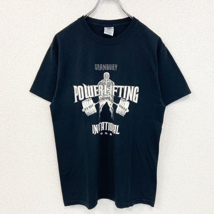 JERZEES ジャージーズ　半袖プリントTシャツ　パワーリフティング　黒　ブラック　Mサイズ　古着