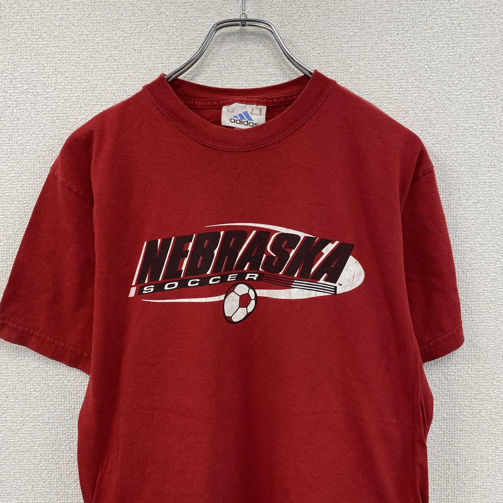 ～00s　adidas　アディダス　半袖プリントTシャツ　ヴィンテージ　赤　レッド　　古着