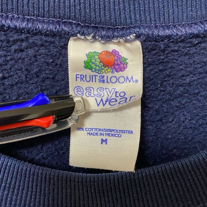 FRUIT OF THE LOOM　長袖プリントスウェット　トレーナー　サウスパドリーアイランド　紺　Mサイズ　古着
