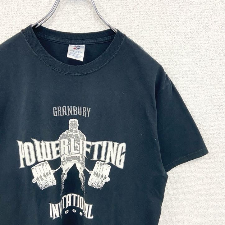 JERZEES ジャージーズ　半袖プリントTシャツ　パワーリフティング　黒　ブラック　Mサイズ　古着