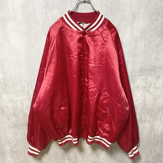 古着 used　USA製　WEST ARK　ウエストアーク　長袖ナイロンスタジャン　英字刺繍　赤　レッド　オーバーサイズ