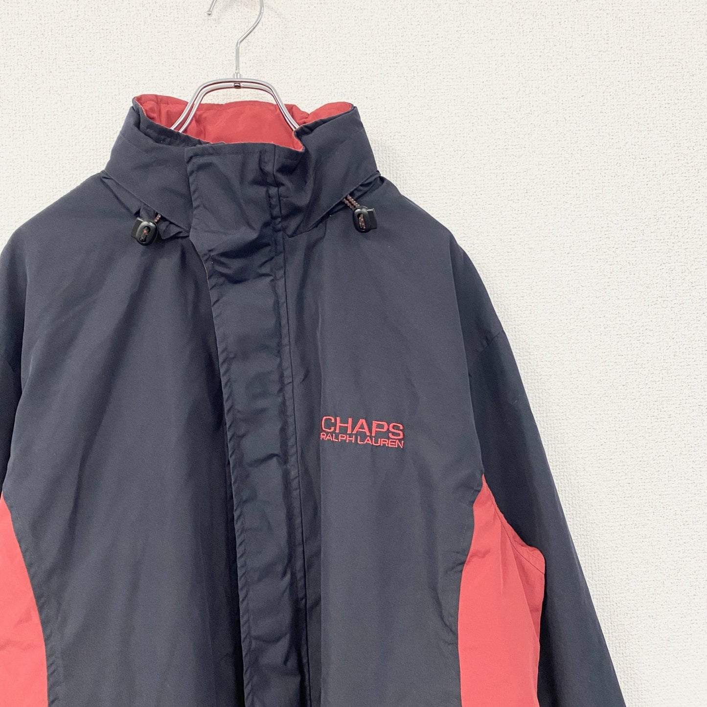 古着 used　CHAPS RALPH LAUREN　ラルフローレン　長袖ワンポイント刺繍ナイロンジャケット　ネイビー　Mサイズ