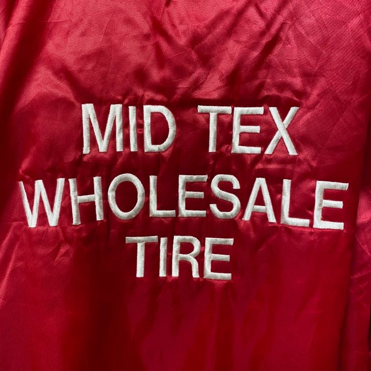 古着 used　USA製　WEST ARK　ウエストアーク　長袖ナイロンスタジャン　英字刺繍　赤　レッド　オーバーサイズ