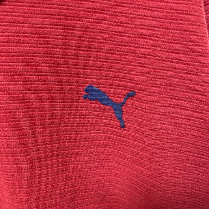 puma プーマ　長袖ワンポイントロゴ刺繍　フード付きスウェット　赤　レッド　ワインレッド　秋冬服　古着