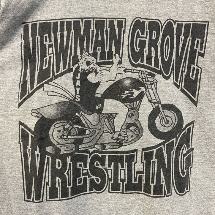 JERZEES ジャージーズ　半袖プリントTシャツ　NEWMAN GROVE　グレー　灰色　クルーネック　古着