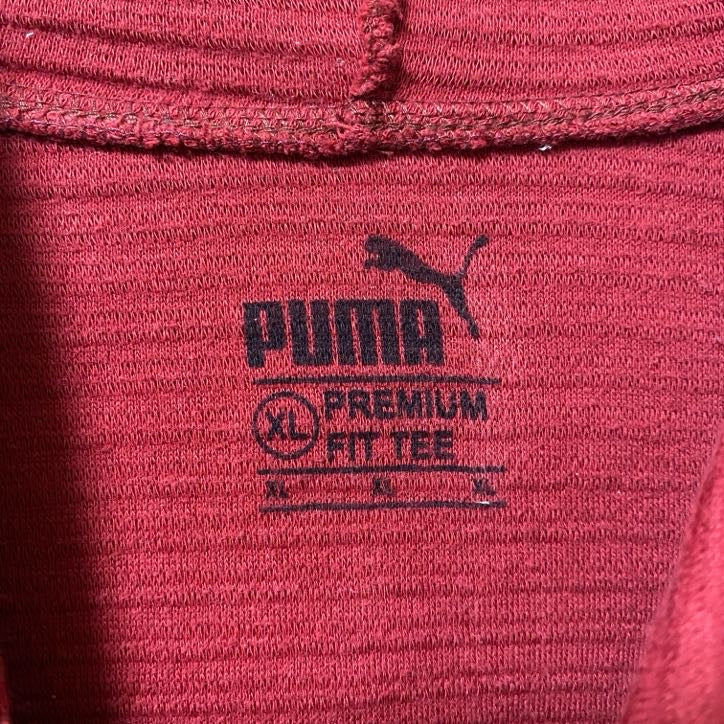puma プーマ　長袖ワンポイントロゴ刺繍　フード付きスウェット　赤　レッド　ワインレッド　秋冬服　古着