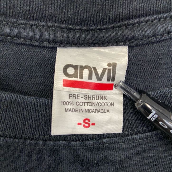 anvil　アンヴィル　半袖プリントTシャツ　BLUE GOOSE　3連プリント　アーチプリント　黒　ブラック　Sサイズ　古着