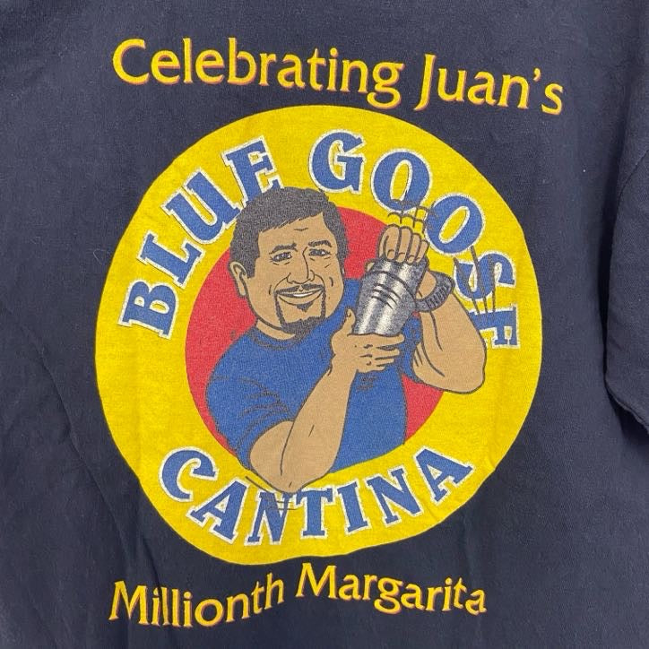 anvil　アンヴィル　半袖プリントTシャツ　BLUE GOOSE　3連プリント　アーチプリント　黒　ブラック　Sサイズ　古着
