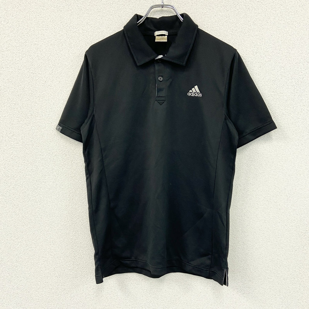 adidas　アディダス　半袖ポロシャツ　刺ロゴ　黒　ブラック　Mサイズ　古着