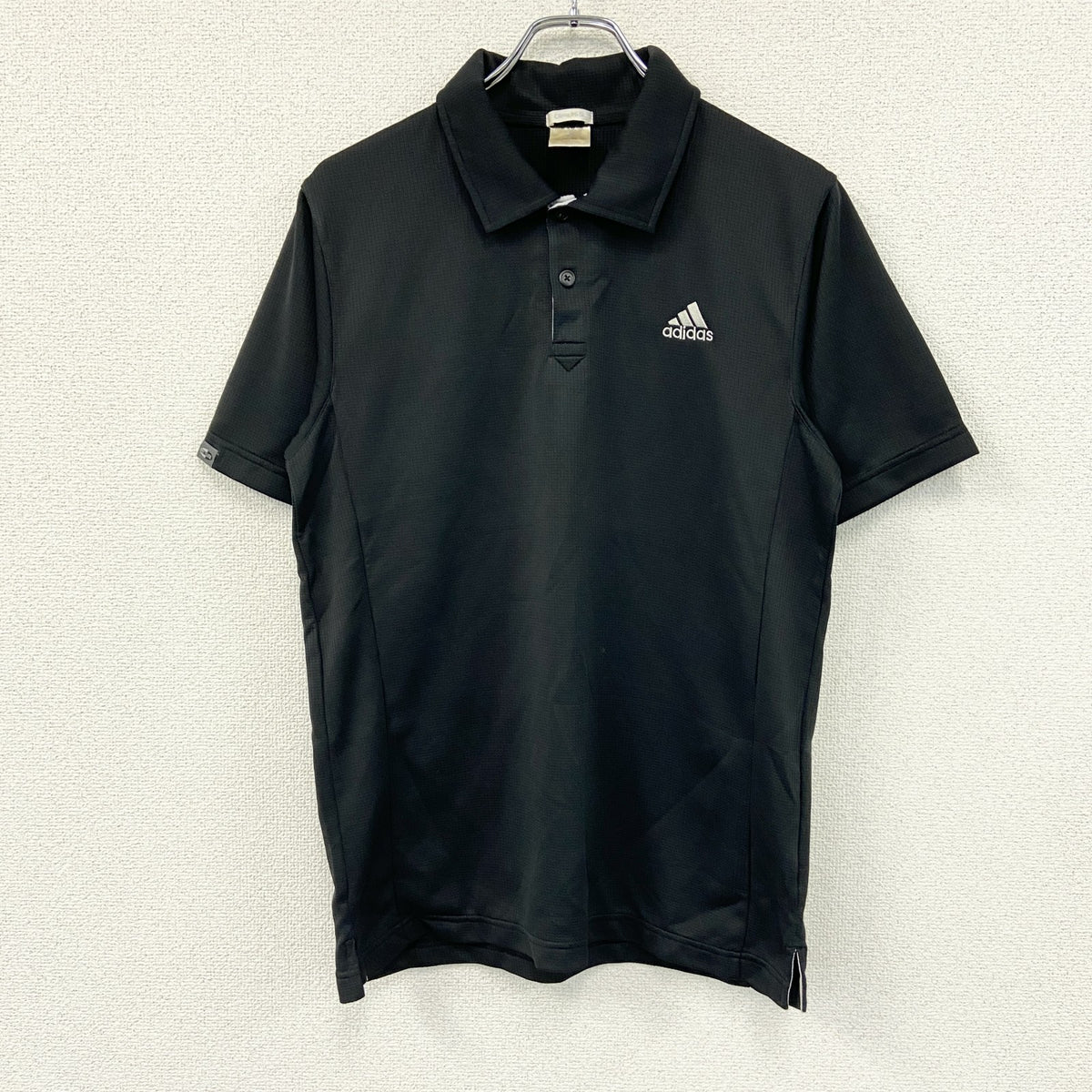adidas　アディダス　半袖ポロシャツ　刺ロゴ　黒　ブラック　Mサイズ　古着
