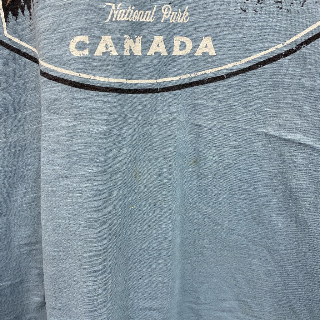 Legacy Casual Apparel　半袖プリントTシャツ　カナダ　BANFF　アーチプリント　青　ブルー　Lサイズ　古着