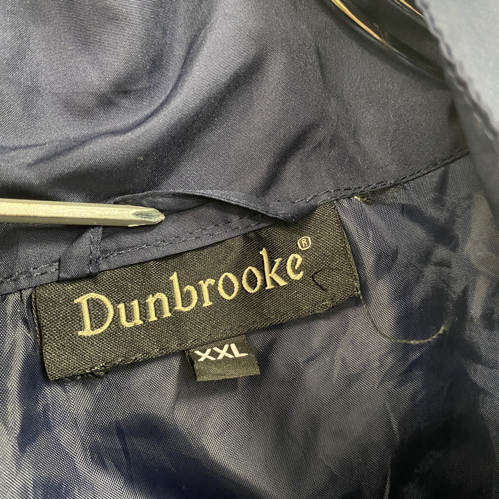 Dunbrooke　ダンブルック　フルジップジャケット　ワッペン　ワンポイント　紺　ネイビー　2XLサイズ　古着