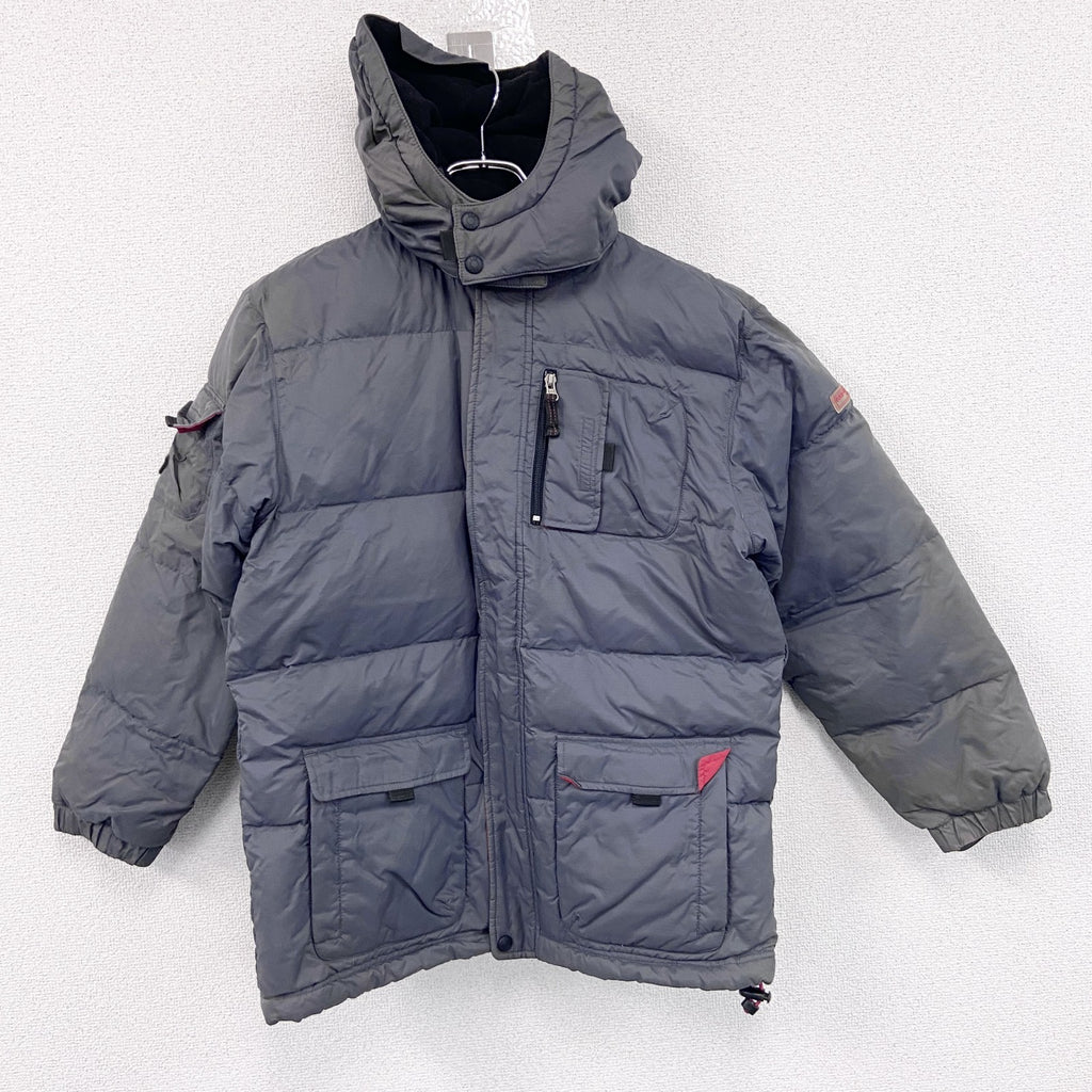GAP　ギャップ　ダウンジャケット/フーディー　ハイネック　比翼仕立て　フラップポケット　紺　ネイビー　XXLサイズ ダウンアウター メンズ ナイロン 古着