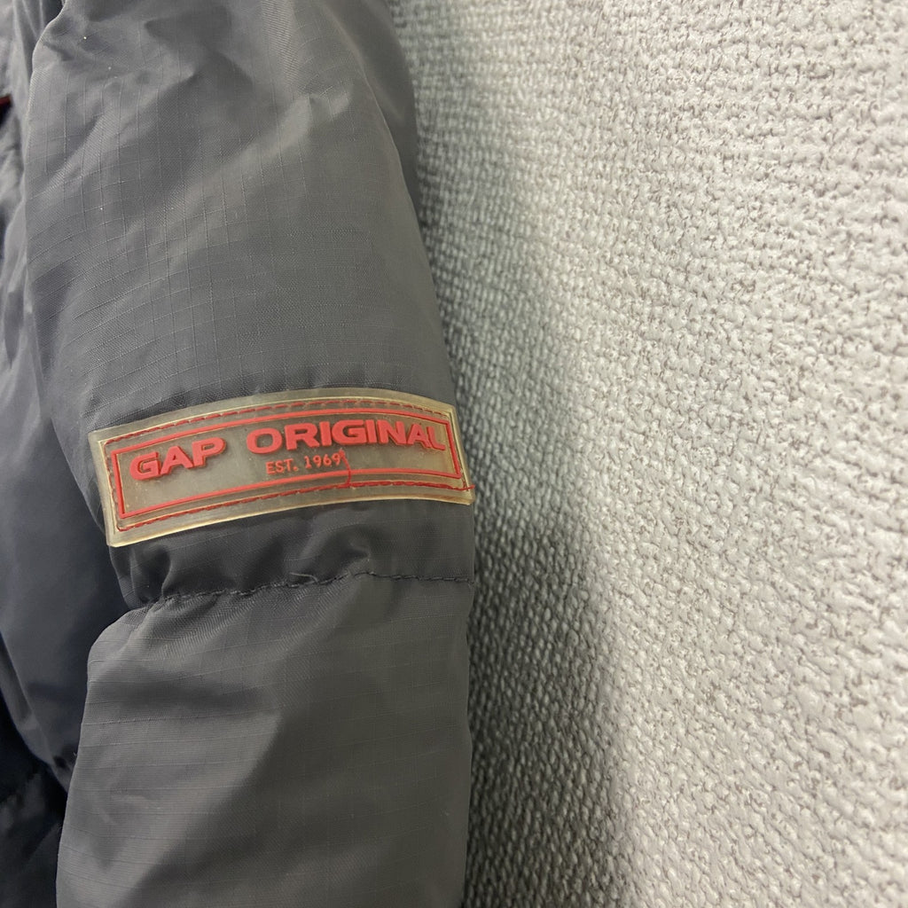 GAP　ギャップ　ダウンジャケット/フーディー　ハイネック　比翼仕立て　フラップポケット　紺　ネイビー　XXLサイズ ダウンアウター メンズ ナイロン 古着