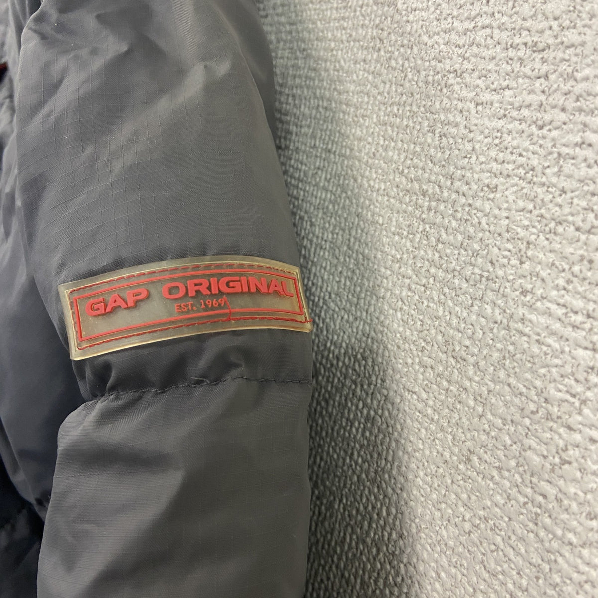 GAP　ギャップ　ダウンジャケット/フーディー　ハイネック　比翼仕立て　フラップポケット　紺　ネイビー　XXLサイズ ダウンアウター メンズ ナイロン 古着