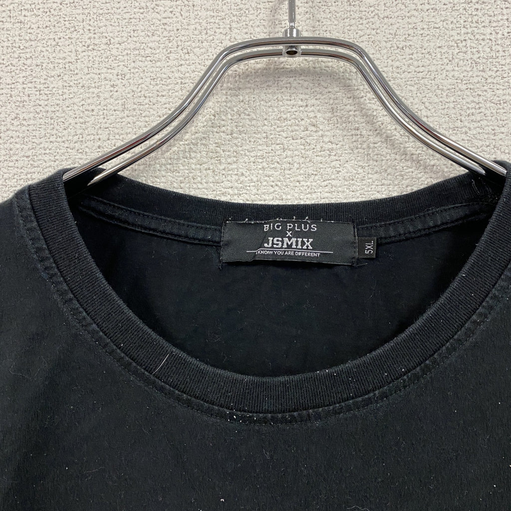 BIG PLUS　JSMIX　半袖プリントアニマルTシャツ　NEVER GIVE UP　黒　ブラック　5XLサイズ　古着